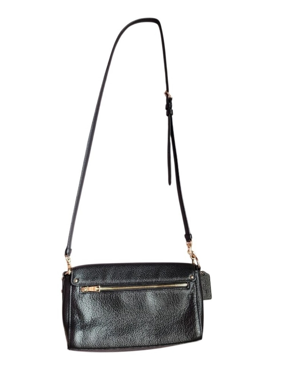 Coach Black Pebbled Leather & Tan Signature Canvas Crossbody - Picture 3 of 7